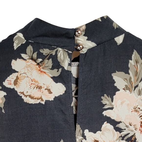 Pink Sophie Women's Small Floral Print Short Sleeve Mock Neck Sheath‎ Dress - Picture 5 of 6